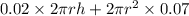 0.02\times 2\pi rh+2\pi r^2\times 0.07