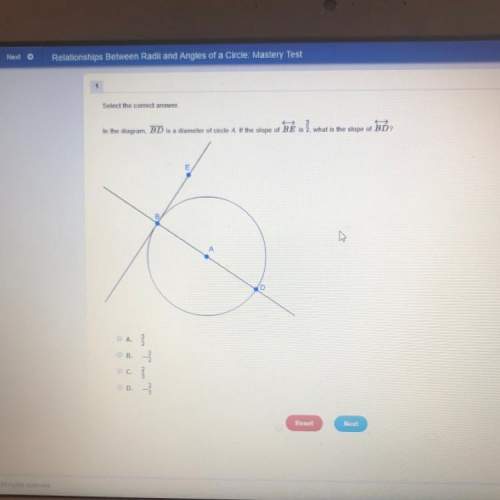 In the diagram, bd is a diameter of circle a if the slope of be is 3/2 what is the slope of bc?