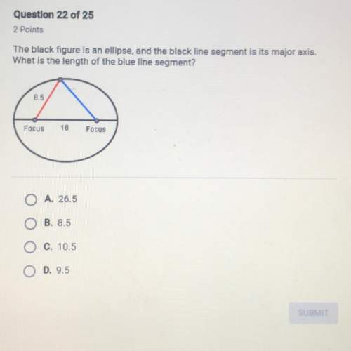 The black figure is an ellipse, and the black line segment is is major axis. what is the length of t