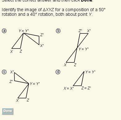 Identify the image of xyz for a composition of a composition of a 50 rotation and a 40 rotation both