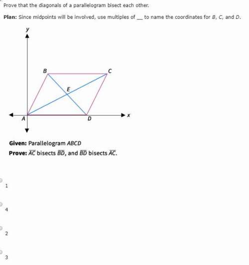 Prove that the diagonals of a parallelogram bisect each other. plan: since midpoints wi