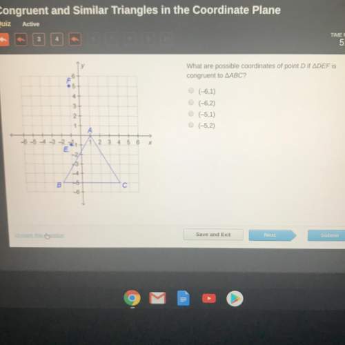 What are possible coordinates of point d if def is congruent to abc?  (-6,1) (-6,2