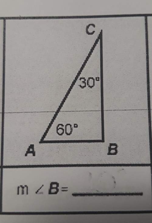If angle a is 60° and angle c is 30°what is the measurement of angle b ?