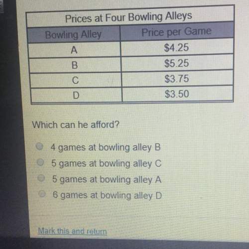 Lsaiah has $20 to spend on bowling he has four bowling alleys to choose from,and the price each char