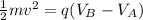 \frac{1}{2}mv^2=q(V_B-V_A)
