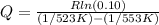 Q = \frac{Rln(0.10)}{(1/523K) - (1/553K)}