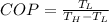 COP = \frac{T_L}{T_H-T_L}