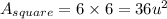 A_{square}=6 \times 6 = 36 u^{2}