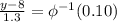 \frac{y- 8}{1.3} = \phi ^{-1}(0.10)