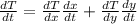 \frac{dT}{dt} = \frac{dT}{dx}\frac{dx}{dt} + \frac{dT}{dy}\frac{dy}{dt}