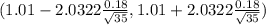 (1.01 - 2.0322 \frac{0.18}{\sqrt{35} } , 1.01+2.0322 \frac{0.18}{\sqrt{35} } )