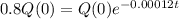 0.8Q(0) = Q(0)e^{-0.00012t}