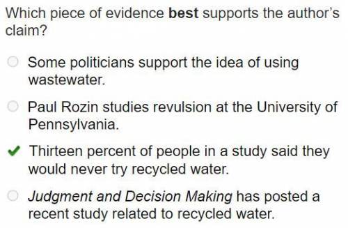 Which reason in this passage shows that it is possible to convince people to use recycled water? Abe