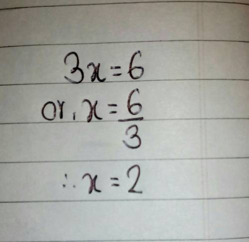 Solving equation 3x=6