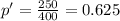 p'=\frac{250}{400} =0.625