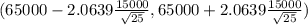 (65000- 2.0639 \frac{15000}{\sqrt{25} } ,65000 +2.0639 \frac{15000}{\sqrt{25} } )