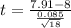 t = \frac{7.91 -8}{\frac{0.085}{\sqrt{18} } }
