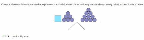 Create and solve a linear equation that represents the model , where circles and a square are shown