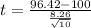 t=\frac{96.42-100 }{\frac{8.26 }{\sqrt{10}}}