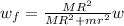 w_f = \frac{MR^2}{MR^2+ mr^2} w