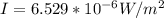 I = 6.529*10^{-6}W/m^2