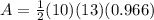 A=\frac{1}{2}(10)(13)(0.966)