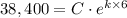 38,400= C \cdot e^{k \times 6}