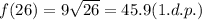 f(26)=9\sqrt{26} = 45.9 (1.d.p.)