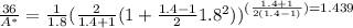 \frac{36}{A^*} = \frac{1}{1.8}(\frac{2}{1.4+1} (1+\frac{1.4-1}{2}1.8^2))^{(\frac{1.4+1}{2(1.4-1)} ) = 1.439