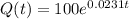 Q(t) = 100e^{0.0231t}