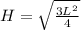 H = \sqrt{\frac{3L^{2} }{4}}