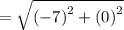 =  \sqrt{ {( - 7)}^{2} +  {(0)}^{2}  }