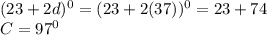 (23+2d)^0=(23+2(37))^0=23+74\\C=97^0