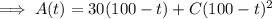 \implies A(t)=30(100-t)+C(100-t)^2