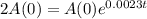 2A(0) = A(0)e^{0.0023t}