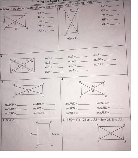 Unit 7 Polygons Quadrilaterals Homework 3 Rectangles Gina Wilson Answer Key