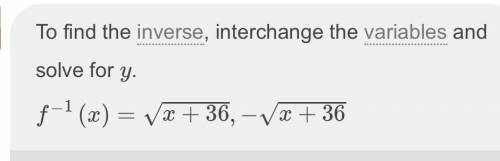 What equation is the inverse of y=x^2-36