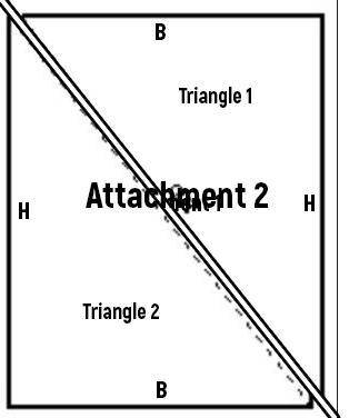 Jackie cut a piece of paper along its diagonal, as shown below, forming two triangles. A rectangle i