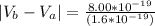 |V_b-V_a|= \frac {8.00*10^{-19} }{(1.6*10^{-19}  ) }