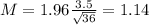 M = 1.96\frac{3.5}{\sqrt{36}} = 1.14