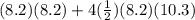 (8.2)(8.2)+4( \frac{1}{2})(8.2)(10.3)
