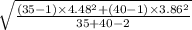 \sqrt{\frac{(35-1)\times 4.48^{2}+(40-1)\times 3.86^{2}  }{35+40-2} }