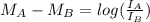 M_A - M_B = log(\frac{I_A}{I_B} )