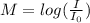 M = log(\frac{I}{I_0} )