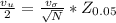 \frac{v_u}{2}  = \frac{v_{\sigma }}{\sqrt{N} } * Z_{0.05}