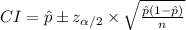 CI=\hat p\pm z_{\alpha/2}\times\sqrt{\frac{\hat p(1-\hat p)}{n}}