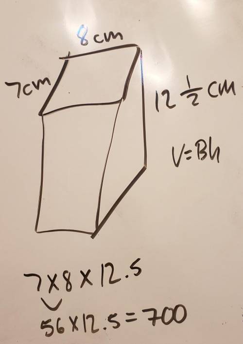 1. Calculate the volume of this solid using the formula V=Bh (all angles are 90 degrees).