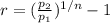 r=(\frac{p_2}{p_1})^{1/n}-1