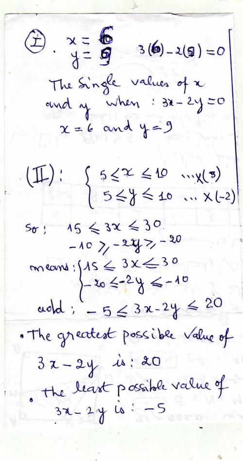 A) x and y are two numbers taken from the list below. 5, 6, 7, 8, 9 and 10 (i) What values of x and