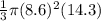 \frac{1}{3}\pi (8.6)^2(14.3)